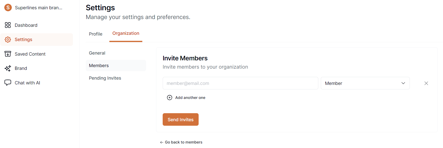 Invite members to an organization 2 Invite members to an Organization 2